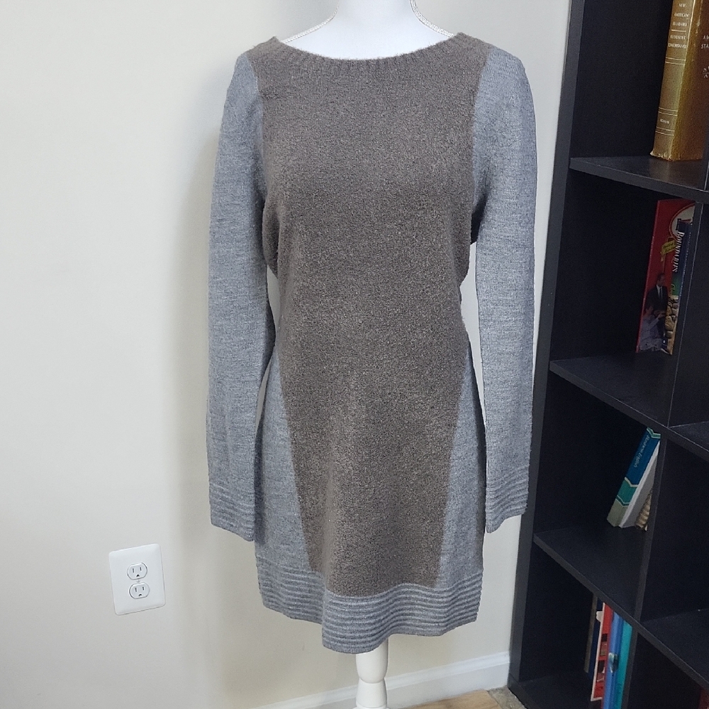 TOAD&CO Kaya Gray Brown Wool Nylon Long Sleeve Sweaterdress